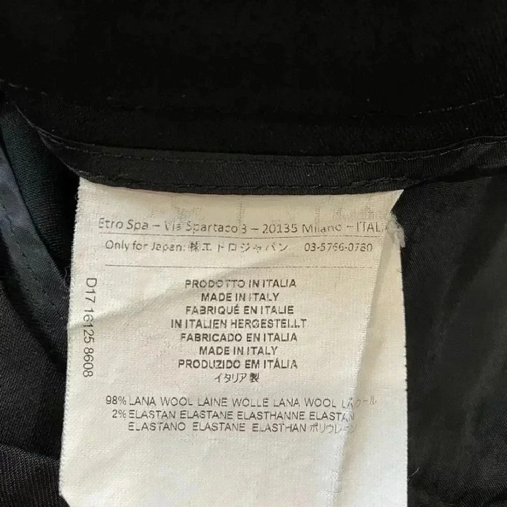 ETRO Italy Women's Black Wool Cropped Pants US 6 Med IT 42 High rise Flat Front - Picture 8 of 9